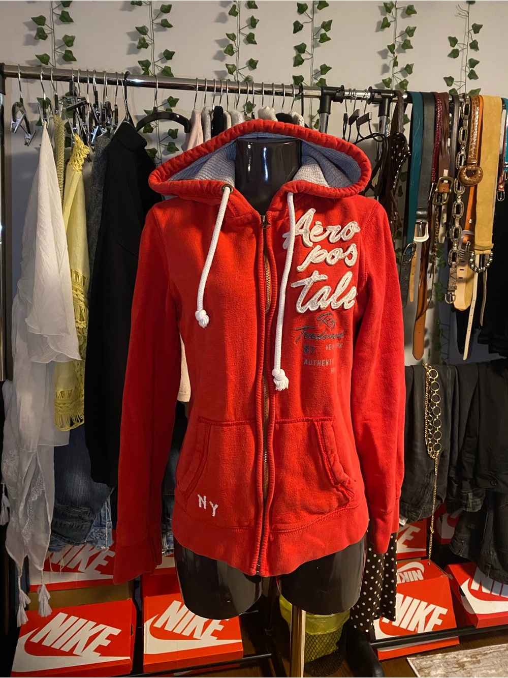 Aeropostale Red Hooded Zip-Up Hoodie